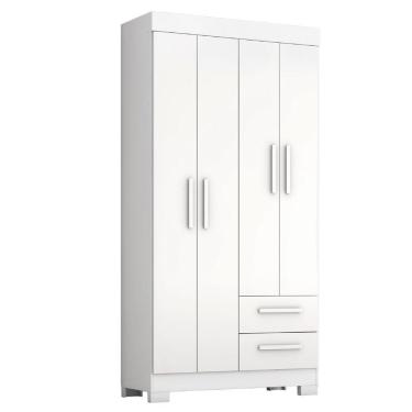 Imagem de Guarda Roupas Solteiro 4 Portas 2 Gavetas Malta Branco Notável Branco
