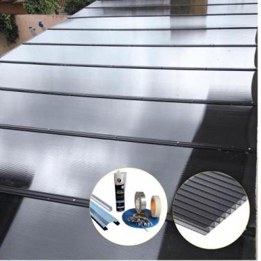 Imagem de kit Policarbonato Fume 4mm 3,00m x 6,00m - Perfis Naturais - RM Polica