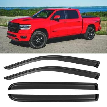 Imagem de Cxdar Protetores de chuva para viseiras de janela para Dodge Ram 1500 2019-2025 Crew Cab (novo estilo de carroceria), persianas de defletores de vento de ventilação de janela para 19-25 Ram 1500 (não