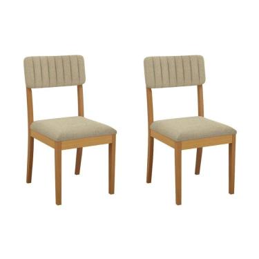 Imagem de Cadeira Sala De Jantar Telma 2cmm012ca Premium Madeira Maciça Kit 2 Un Carvalho-boucle Bege - Kappesberg
