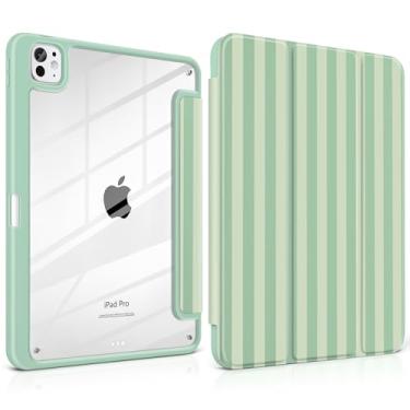 Imagem de Yebiseven Capa para iPad Pro de 11 polegadas (M5 2025 M4 2024) – [Suporte de lápis embutido], à prova de choque e elegante, parte traseira rígida transparente + borda de TPU macio, suporte magnético