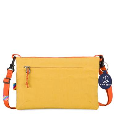 Imagem de mywalit Mylite Bolsa transversal organizadora média | 23 x 15 cm | Mistura de algodão e nylon | Unissex | Fecho de zíper, Amarelo, Medium