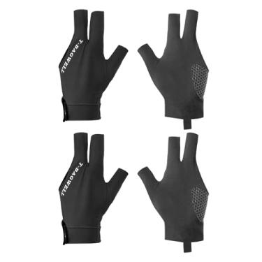 Imagem de Luva de bilhar com 3 dedos, mão esquerda, 2 peças de luvas de bilhar, acessórios para tacos de sinuca para atirador, caramelo, sinuca, esporte, preta