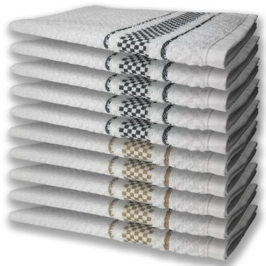 Imagem de 10 Panos De Prato Atoalhado Felpudo Premium 5 Preto 5 Marrom