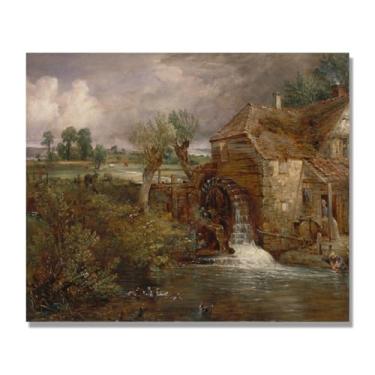 Imagem de NHLDZYH Arte de parede John Constable, (paisagem 4), pôster de pinturas famosas, decoração de parede com impressão de imagem retrô romantismo. Apenas tela 60 x 72 cm - 23,6 x 28,3 pol