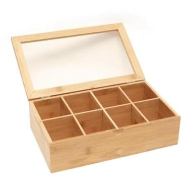 Imagem de Caixa Decorativa de Bambu 8 nichos com Tampa