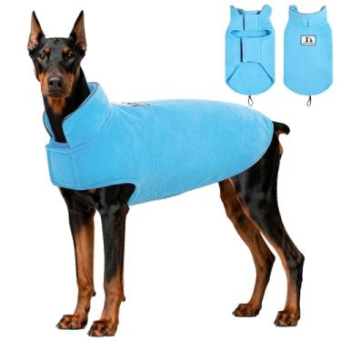 Imagem de Jaqueta de lã para cães à prova de vento para inverno DENTRUN com revestimento reflexivo macio para animais de estimação colete de cachorro vestuário sobretudo para raças pequenas médias grandes para acesso a correia de clima frioDENTRUN XXXL azul