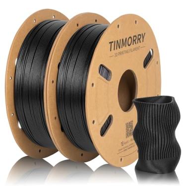Imagem de TINMORRY 2 rolos de filamento de fibra de carbono 1,75 mm, filamento de impressão 3D PETG-CF, 1 kg, 1 carretel, 2 kg, preto