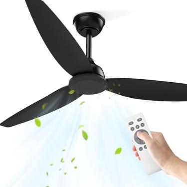 Imagem de Ventilador de Teto Grande 52 Polegadas, Controle Remoto, 6 Velocidades, Reversível, Ventiladores de Teto Sem Lampada Preto