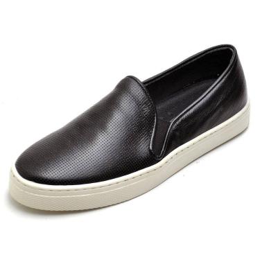 Imagem de Tenis Slip On Iate Couro Feminino Calce Facil Moderno Palmilha Conforto