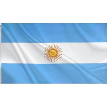 Imagem de HVATLTL Bandeira de barco argentina dupla face 3 camadas 30 x 45 cm, nylon 220D resistente, cores vivas, bandeiras náuticas nacionais argentinas com 2 ilhós de latão para barco, quadriciclo, caminhão