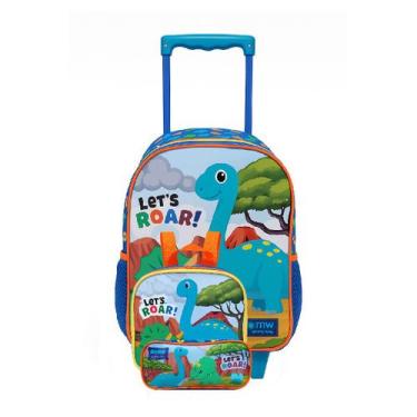 Imagem de Mochila Escolar Rodinhas Dinossauro + Lancheira Térmica + Estojo - Xer
