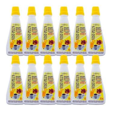 Imagem de KIT12 Adoçante Dietético Vist Plus Diet Amarelo 90Ml - Vitalab