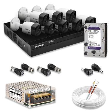 Imagem de Kit 8 Câmeras De Segurança Intelbras Full Hd 1080p Com Dvr Mhdx 1208 1080p Com Hd 2tb Purple