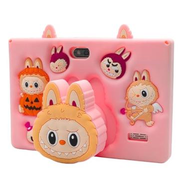 Imagem de Tablet Infantil Kids E15 Tela 7" IPS 128GB / 8GB RAM Bateria 4000 mAh, Câmera 8MP, Android 12 com Capa Silicone e Alça para Entretenimento e Jogos (Rosa)