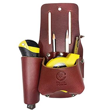 Imagem de Rustic Town Porta-fita métrica para cinto de ferramentas de couro – coldre retrô para faca de bolso – organizador de ferramentas de couro resistente