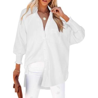 Imagem de Blusa feminina de tamanho grande com botões Maketina branca GG