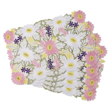 Imagem de RGHSZ 4 peças de jogo americano floral, jogo americano redondo, decoração de mesa de centro de mesa, tapetes bordados para casa, jantar, férias, cozinha, decoração de mesa de primavera, tapetes