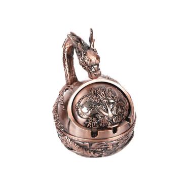 Imagem de Cinzeiro Vintage Dragon Design Alloy 360g 11x11x15cm com tampa