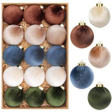 Imagem de Newmkr Bolas de Natal de 8,5 cm - 15 peças de enfeites de árvore de Natal, bolas penduradas, material de veludo inquebrável para decoração de quarto, aniversário, Halloween, festas de casamento