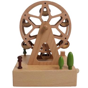 Imagem de Caixa musical de roda gigante de madeira, destaque de carrossel giratório, presente de madeira de faia, decoração de casa adulta distinta, artesanato excepcional, lembrança peculiar