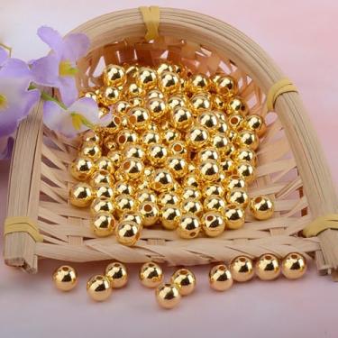Imagem de Laopottbeads 900 contas douradas de 6 mm para fabricação de joias, kit faça você mesmo para pulseiras, brincos, colares e tornozeleiras