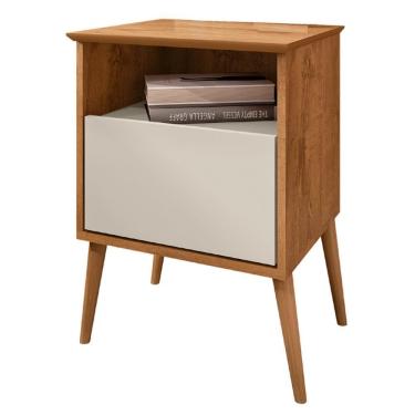 Imagem de Mesa De Cabeceira 1 Gaveta 45 Cm Cancun Bechara Naturalle Off White