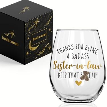 Imagem de Innfueunun Thanks for Being A Sister-in-Law Presentes de taça de vinho sem haste, presente de aniversário engraçado presente de agradecimento de Natal de cunhada, presentes de cunhada para noivado de