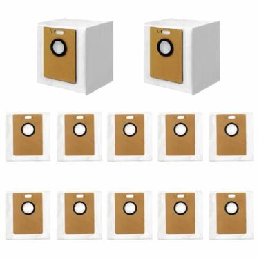 Imagem de Pacote com 12 peças de reposição para saco de pó compatíveis com aspirador de pó robótico Tapo RV30 Max Plus/RV20 Max Plus e RVA202, sacos de vácuo não tecidos de grande capacidade de 3L