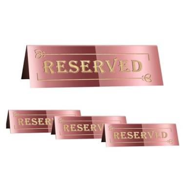 Imagem de NumRealm Placas acrílicas para assentos reservados, barracas de mesa de reserva de convidados à prova d'água dupla face para casamento, festa de aniversário, restaurante, reunião, ouro rosa, 4 peças