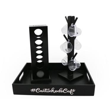 Imagem de Kit 6 Xicaras Acrílico Porta Capsulas Dolce Gusto Bandeja