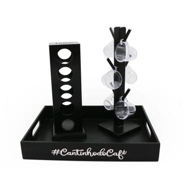 Imagem de Kit 6 Xicaras Acrílico Porta Capsulas Dolce Gusto Bandeja