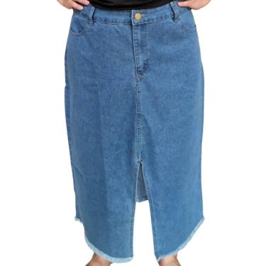 Imagem de Saia Feminina Longa Jeans Fenda Appe Plus Size