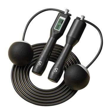 Imagem de Shakven Corda de pular com contador, cordas de pular para fitness | Corda de pular inteligente com fio de aço Corda de pular para treino | Corda de salto digital antiderrapante para exercício, corda