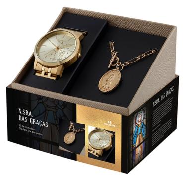 Imagem de Kit Relógio Seculus Feminino N. Sra. Graças 44039LPSKDA1K1
