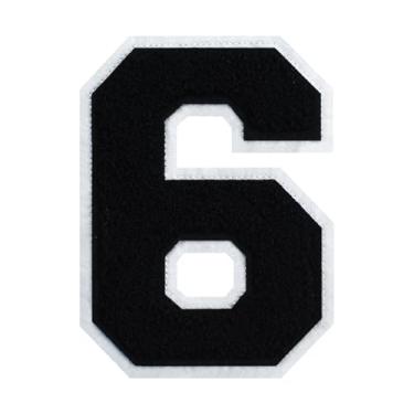 Imagem de Patch universitário de chenille preto de 15 cm com borda branca para passar a ferro ou costurar para uniformes escolares, jaquetas de projetos faça você mesmo, design clássico e durável (6)