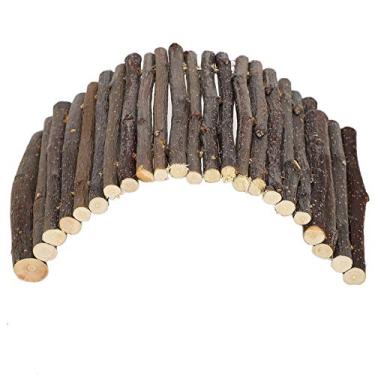 Imagem de AYNEFY Ponte de Hamster, de Ponte Em de Applewood para Animais Pequenos, Brinquedo de Moagem de Dentes, Rampa de Exercício para Hamsters, Ratos, Gerbils (S)