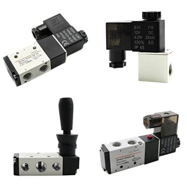 Imagem de Válvula solenoide pneumática 4H210-08 3V210-08 4V210-08DC12V DC24V AC110V AC220V Válvula magnética a gás 1 peça (3v210-08 24v, ADD PC4 silenciador)