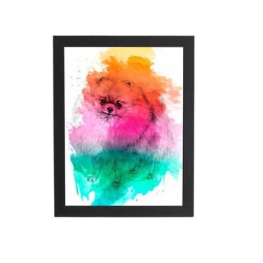 Imagem de Quadro Lulu Da Pomerânia Cachorro Aquarela Moldura 30X40Cm - Plimshop