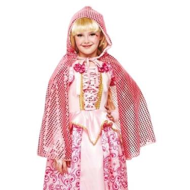 Imagem de Capa Infantil Rosa Com Capuz Brilhante pra Fantasia Aurora Bela Adormecida