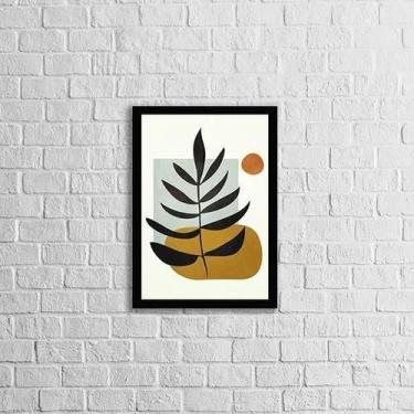 Imagem de Quadro Abstrato Figurativo Folhagem Marrom I 45X34 Preta - Quadros On-