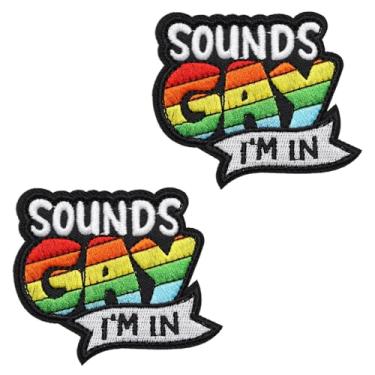 Imagem de 2 peças Sounds Gay I'm in Embroidery Patch Hook & Loop Patch Funny Meme Badge Tactical Fastener Applique Acessórios de Fantasia Remendos para Mochilas, Jaqueta, Colete, Jeans, Roupas, Arneses de