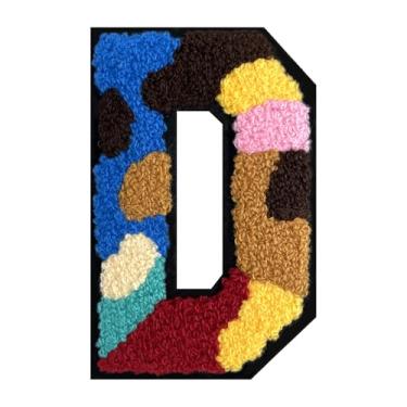 Imagem de 1 Patch de letra de chenille de ferro de camuflagem de 15 cm – adesivos do alfabeto para roupas, jaquetas, mochilas, chapéus para decoração personalizada, nome personalizado e artesanato. (D)