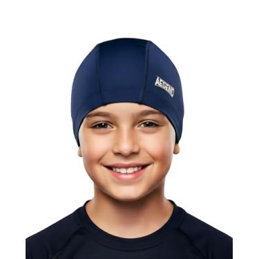 Imagem de Aegend Touca de natação de tecido, camada impermeável de silicone - touca de natação de tecido respirável, mantém o cabelo seco com alta elasticidade para mulheres, homens, jovens e crianças, 2
