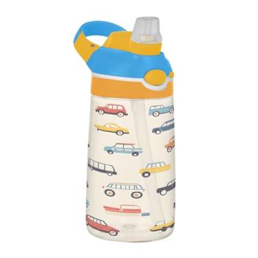 Imagem de Blueangle Garrafa de água de carro de desenho animado de 473 ml, garrafa de viagem e esportes Tritan reutilizável com canudo e design de tampa de bico pop-up (191)