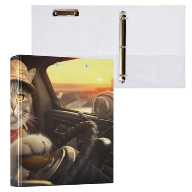 Imagem de ATTX Fichário com 3 anéis para carro de condução de gato, 3 cm para papel tamanho carta, 21,6 cm x 28 cm, fichário com três argolas com prancheta para material de escritório #899