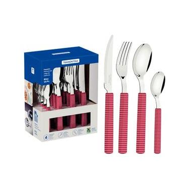 Imagem de Faqueiro Tramontina Bliss 16 peças Viva Magenta em Aço Inox