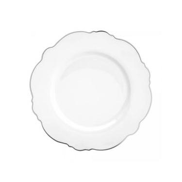Imagem de Jogo de pratos raso de porcelana Wolff Maldivas 6 peças 28cm filete prata