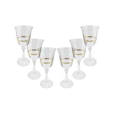 Imagem de Jogo de taças para água cristal ecológico Bohemia Angela 350ml 6 peças ouro rim