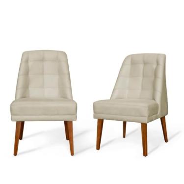 Imagem de Generic Kit de 2 Cadeiras de Jantar, Estofamento de Camurça Suede, Para Decoração de Lar & Sala de Jantar, Confortável (Bege)